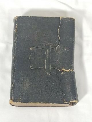 Small Antique 1856 Leather Bound Holy Bible Old And Testaments Approx 3x5x2