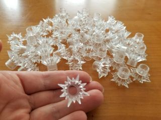 50 Vintage Christmas Tree Light Reflectors Crystal Star Spiky Clear Hard Plastic
