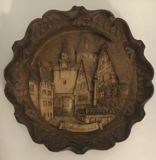 Vintage Resin Wood Wall Plate Plaque Hanging Rothenburg Germany Euc