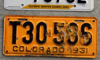 1931 Black On Orange Colorado Truck License Plate