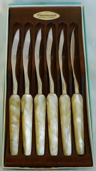 Set Of 6 Vintage Fleetwood By Town & Country Marbled Lucite Knife Set