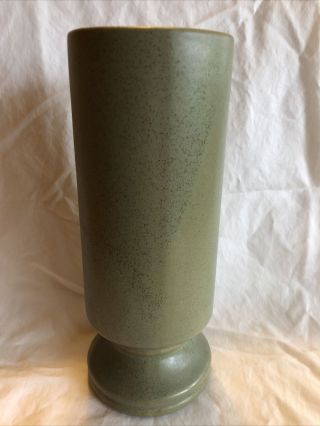 Vtg Mid Century Mccoy Floraline Cylinder Pedestal Vase 412 Green Matte