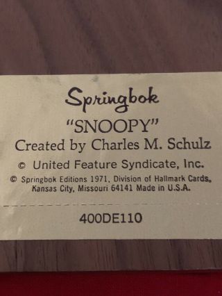 RARE VINTAGE 1971 Snoopy KEEP SMILING Wood Plaque Springbok United Feature Syn. 3