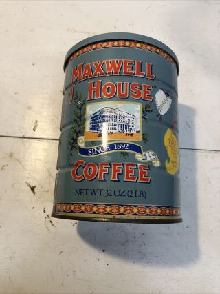 Vintage 80th Anniversary Maxwell House Coffee Tin Can 2lb 32 Oz W/ Lid