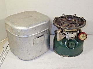 1964 Vintage Coleman Sportster Stove 502 - 700 Green With Canister In Good Cond