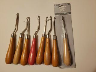 8 Vintage & Modern Latch Hook Tools Rug Wood Handles Hero Bates Maxim Caron &