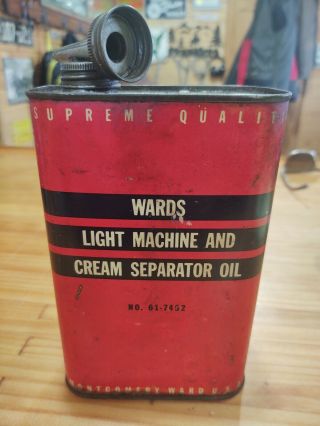 Vintage Wards Light Machine And Cream Separator Oil Can.  Montgomery Ward U.  S.  A.