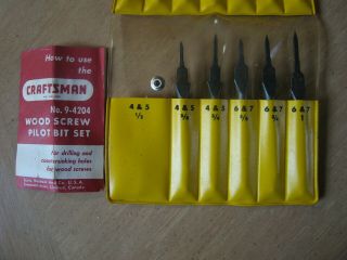 Vintage Craftsman No.  9 - 4204 Wood Screw Pilot Bits Set of 13 In Pouch USA Made 2