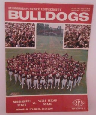 Vintage 1978 Mississippi State Bulldogs V.  West Texas State Football Program
