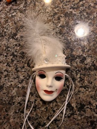 Vtg Masquerade/mardi Gras Porcelain Wall Mask By Kathleen H.  Thomas Orleans
