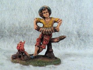 Vintage Depose Italy Figurine,  Boy Playing Accordion,  Squeeze Box At Camp Fire