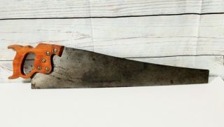 Antique Henry Disston & Sons U.  S.  A.  Hand Saw D - 8 26 " Etched Blade