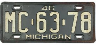99 Cent 1946 Michigan License Plate Mc - 63 - 78