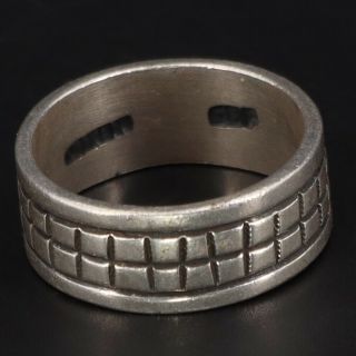 Vtg Sterling Silver - Mexico Modern Checkered Square Solid Band Ring Size 9 - 6g