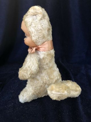 Vintage Rushton Or Type Rubber Face Stuffed Animal White Squirrel? 3