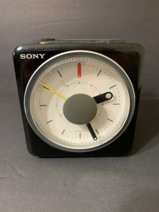 Vintage Sony Icf - A10w Cube Radio Alarm Clock Black Beatles Here Comes The Sun