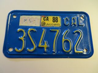 California Vintage Motorcycle License Plate – Classic Blue And Yellow 3s4762