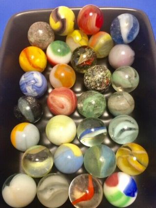 B30a - - - Group Of 30 Old Vintage Marbles,  5/8 " Very Good To