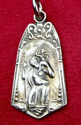 Carmelite Nuns Rare Antique Saint Christopher Sterling Silver Habit Rosary Medal