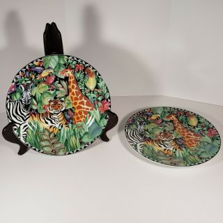 Vintage Ultra Porcelain Sakura Magic Jungle 2 Salad Plates