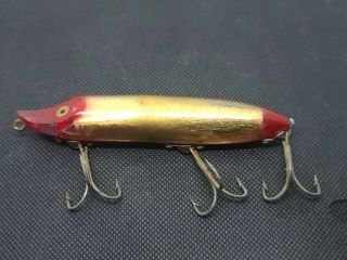 Vintage Heddon Vamp Spook Fishing Lure Rare Gold Red