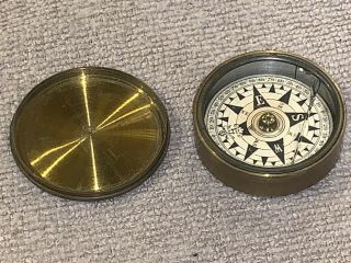 Antique Francis Barker London Trademark Brass Compass 1875 - 1900 Vintage