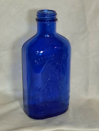 Vintage Phillips Milk Of Magnesia Colbalt Blue Bottle Euc K - 929 7 " H Over A