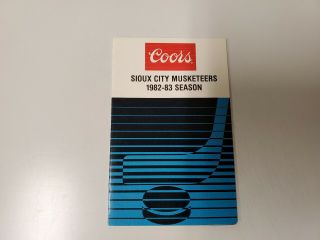 Rs20 Sioux City Musketeers 1982/83 Minor Hockey Pocket Schedule - Coors Blind
