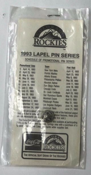 Colorado Rockies 1993 Lapel Pin Series Pin 2 7 Eleven Coca Cola Sports Memory 2