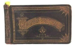 1880s Antique Autograph Book Alice Ford Richmond Va Leather Cover,  Die Cuts