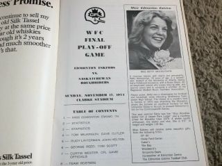 1974 CFL Game Program Edmonton Eskimos vs Saskatchewan Roughriders West Final 2 3