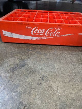 Vintage Red Plastic Coca Cola Divided Crate Holds 24 10oz Bottles Good Shape