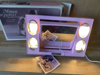 Vintage.  1960’s Mirror Go Lightly Travel Make Up Mirror Box Pink 11” X 8”