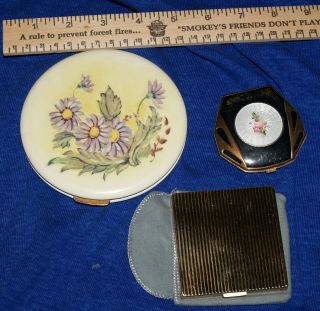 Three Collectible Vintage Compacts Incl.  Large Rex Fifth Avenue & Coty