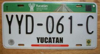 Single Mexico State Of Yucatan License Plate - Yyd - 061 - C - Automovil