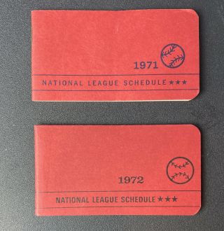 1971 & 1972 National League Mlb Baseball Pocket Schedule Book Paper Booklet