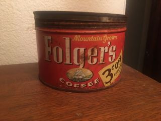 Vintage Mountain Grown Folger’s Coffee Collectible Tin 1959
