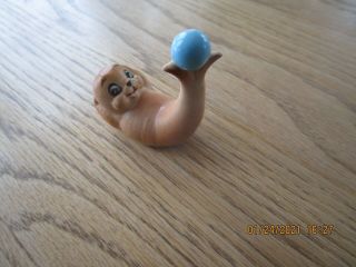Vtg Josef Japan Seal Sea Lion Ball Ceramic Porcelain Miniature Figurine