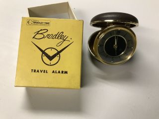 Vintage Bradley Travel Alarm Clock,  No.  4998,  Brown No T