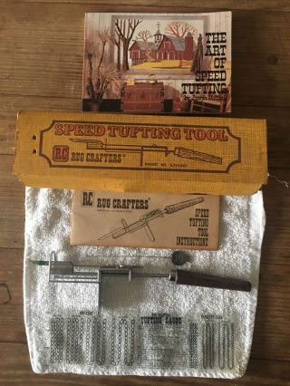 Vintage Rug Crafters Speed Tufting Tool Set Box Instructions And Book