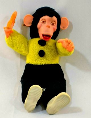 Vintage Mr.  Bim Zippy Monkey Plush W/banana Black Pants Yellow Top
