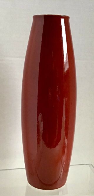 Vintage Scheurich Amano Art Pottery Torpedo Vase Oxblood Red 629 - 27 Germany Euc
