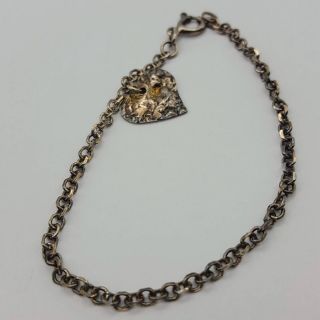 Vintage Sterling Silver.  925 Bracelet With Heart Charm 7 - 1/4 "