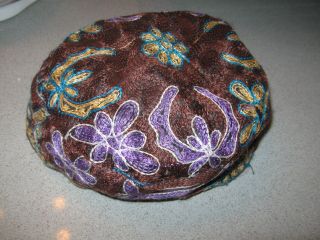 Vintage Jewish Hand Embroidery Kippah Yarmulke Skull Cap Judaica 52cm Kippa