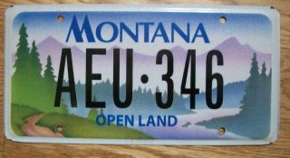 Single Montana License Plate - Aeu - 346 - Gallitin County Open Lands Board