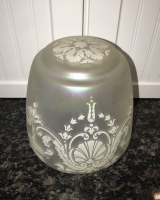 Vintage Frosted Glass Globe Ceiling Light Shade Cover Etched Shell Scroll 7.  75 "
