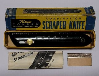 Conrad Vintage Utility Knife Box Cutter Scraper W/ Instructions