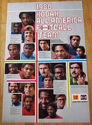 1980 Ncaa Kodak All - American Football Team Poster