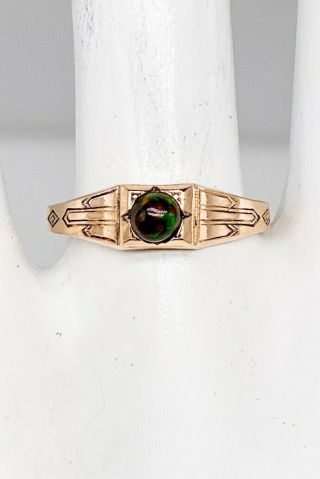 Antique Victorian 1890s.  50ct Natural Black Opal 14k Yellow Gold Filled Ring