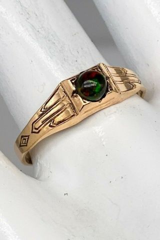 Antique Victorian 1890s.  50ct Natural BLACK OPAL 14k Yellow Gold Filled Ring 3